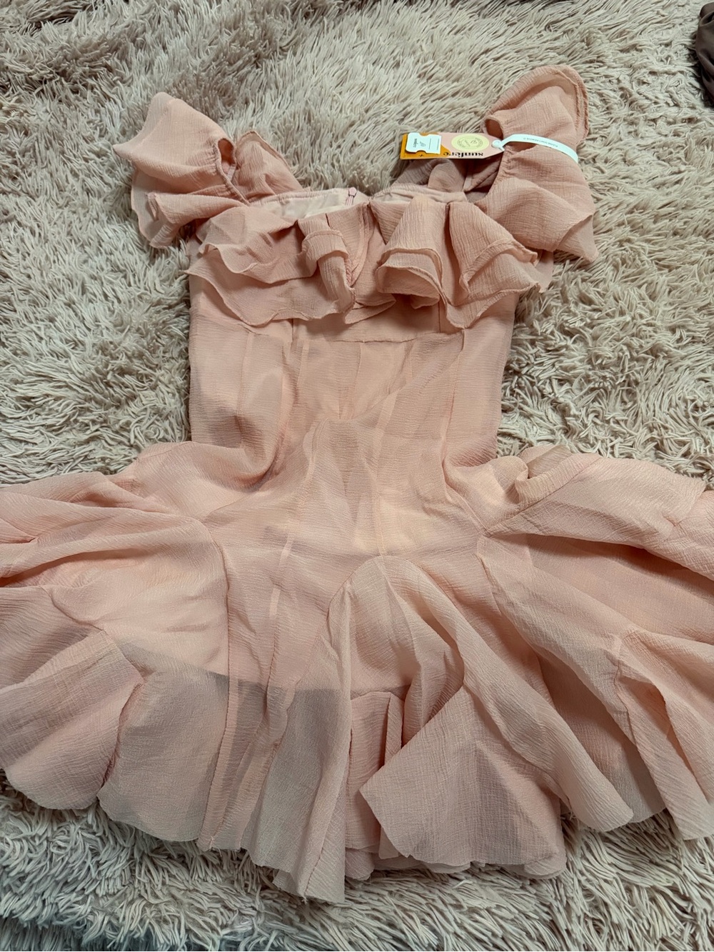 Sunfere Off-Shoulder Ruffle Mini Dress - Pink